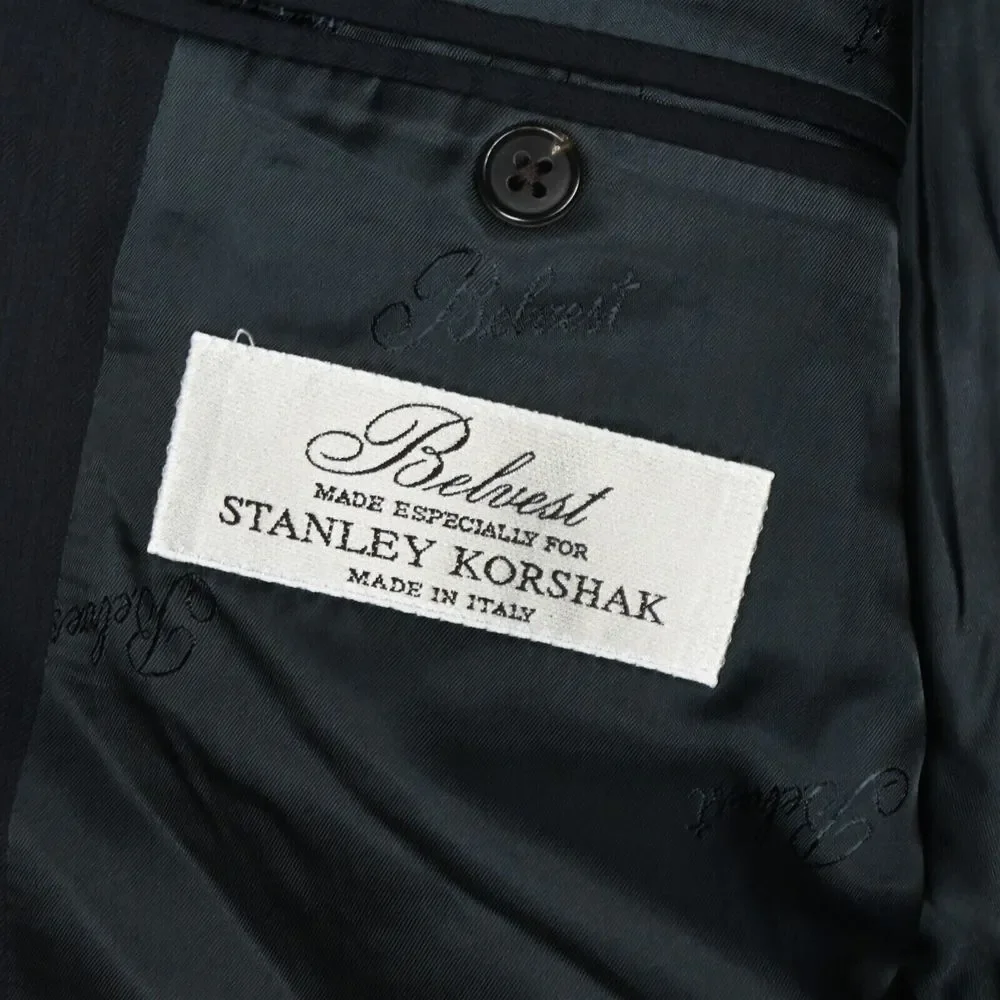 Belvest Stanley‎ Korshak 54R Navy Super 150s Wool Mens Blazer Sport Coat Jacket